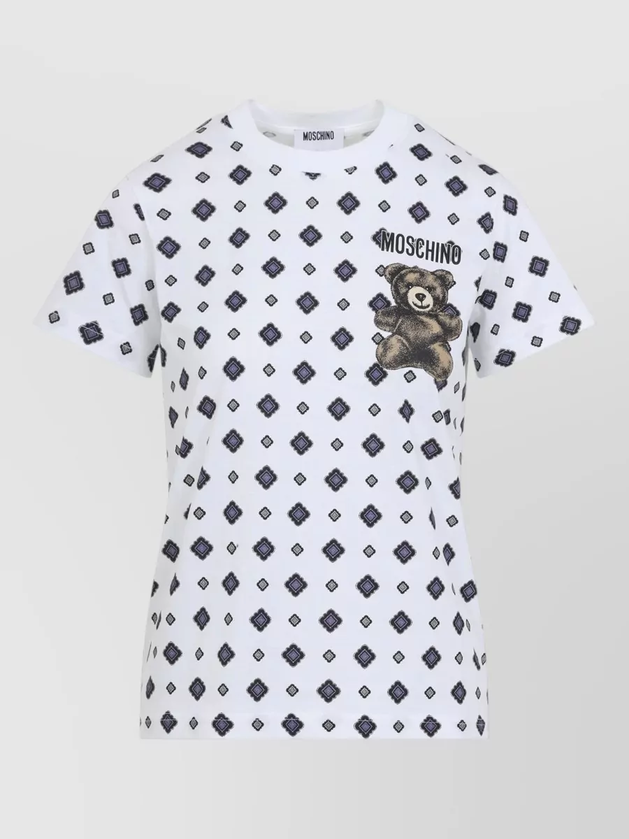 Moschino Crew Neck Graphic Print Short Sleeve Top