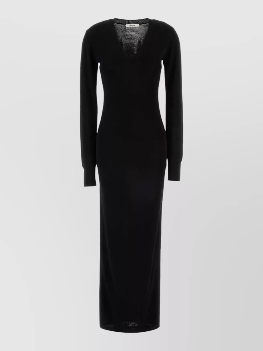 Entire Studios viscose long-sleeve v-neck midi knitted dress