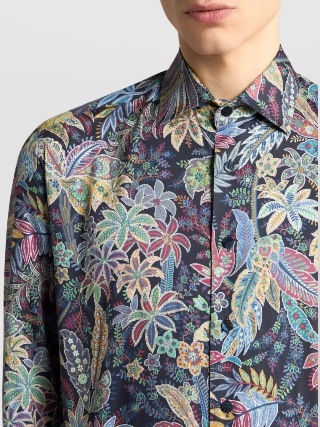 Etro Floral Print Long Sleeve Button-Down Shirt