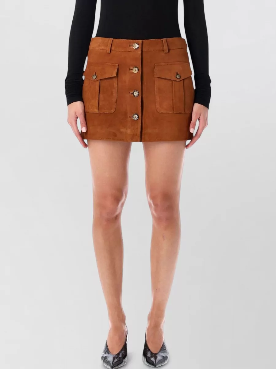 The Garment Suede Buttoned Mini Skirt