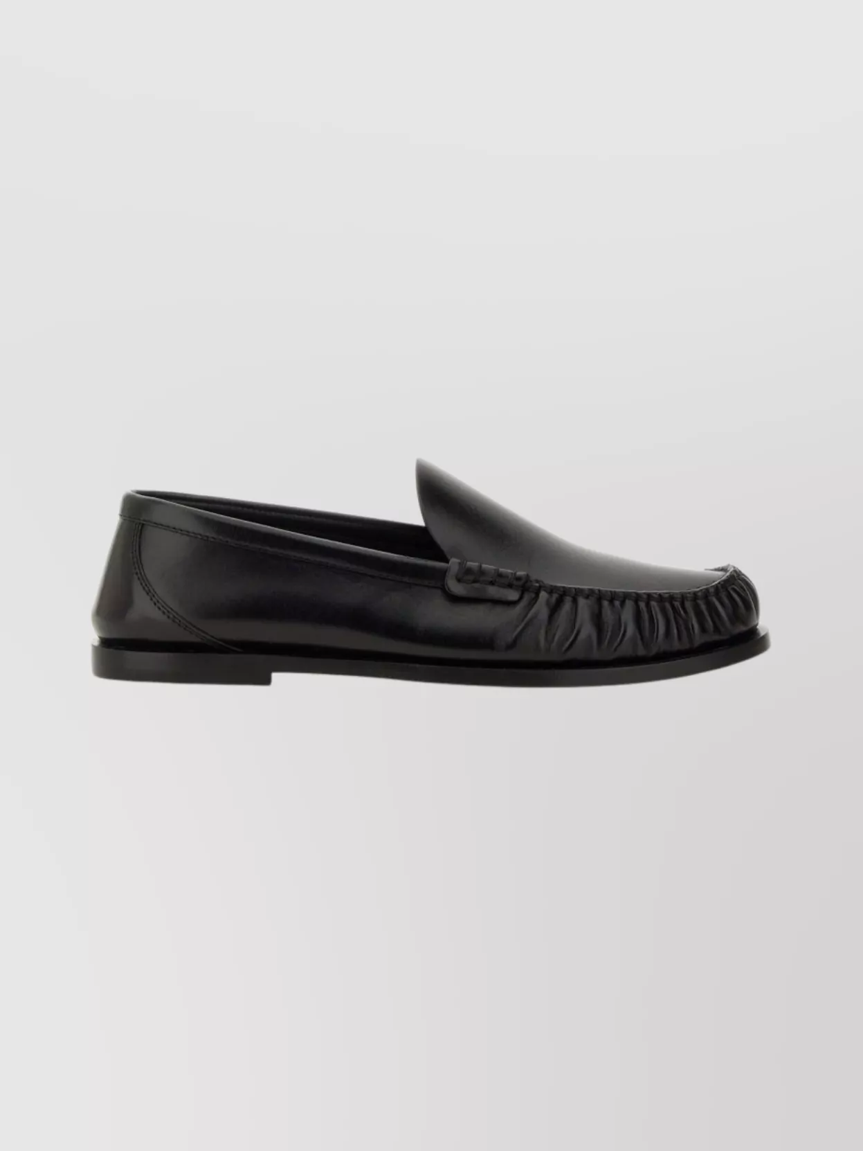 Saint Laurent Laurent Ruched Detail Flat Sole Loafers In Black