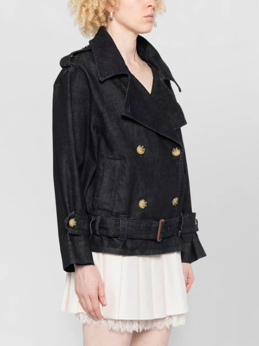 Self-Portrait Denim Oversized Belted Trench Jacket