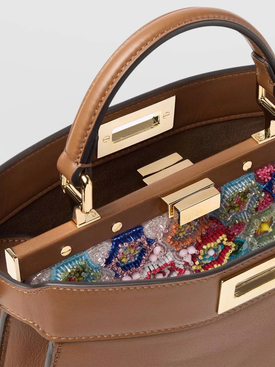 Fendi Peekaboo Calfskin Leather Tote Bag