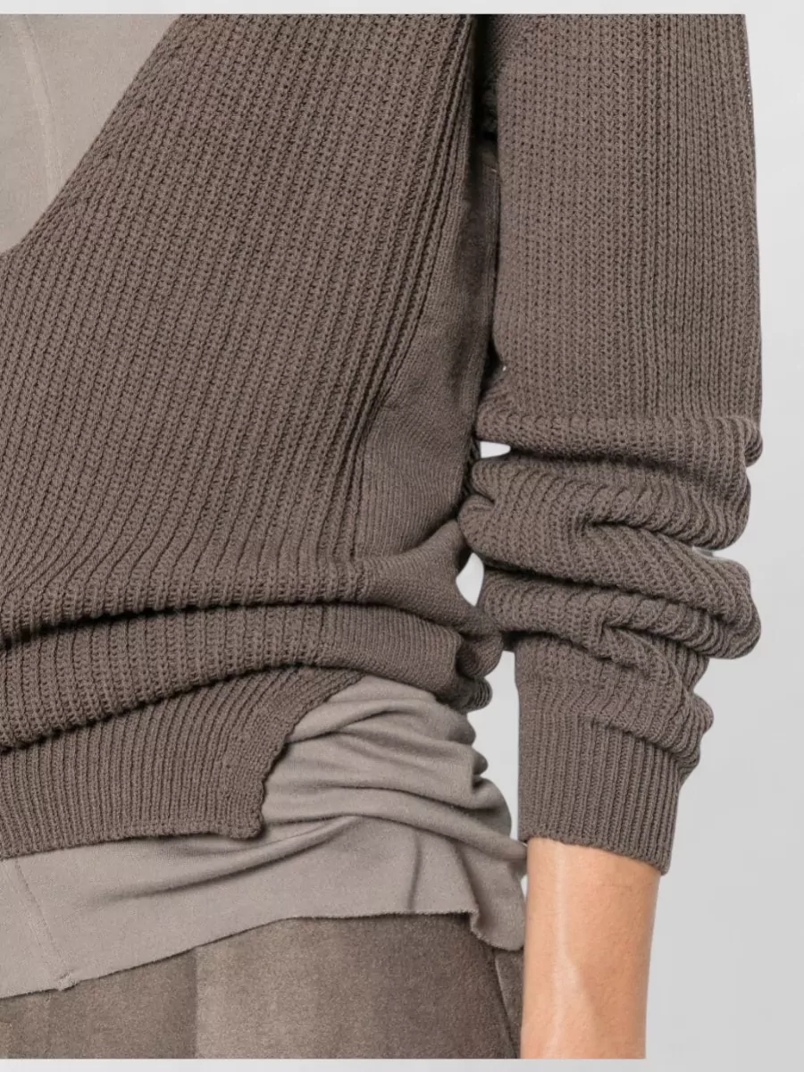 Rick Owens Ribbed V-Neck Wool Jumper
