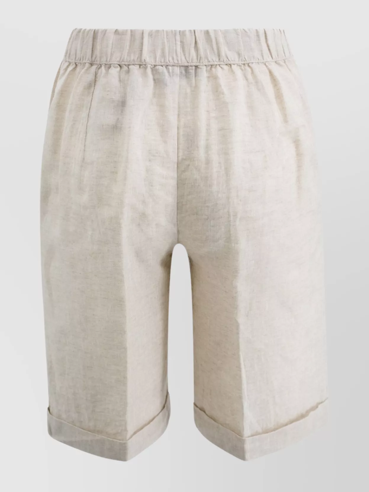 Shop Whyci Cuffed Hem Linen Shorts