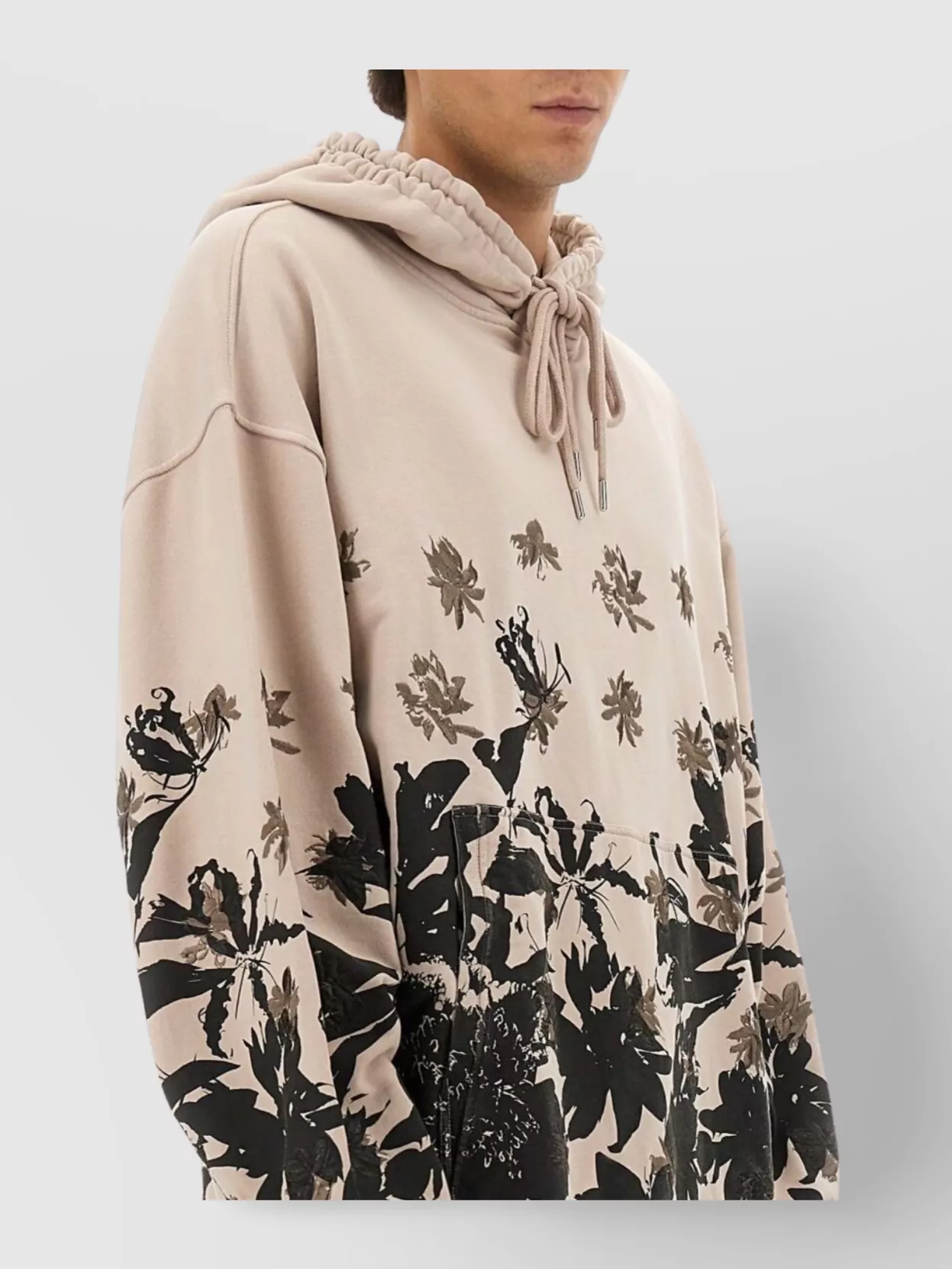 Dries Van Noten Floral Print Hoodie With Drawstring And Pocket