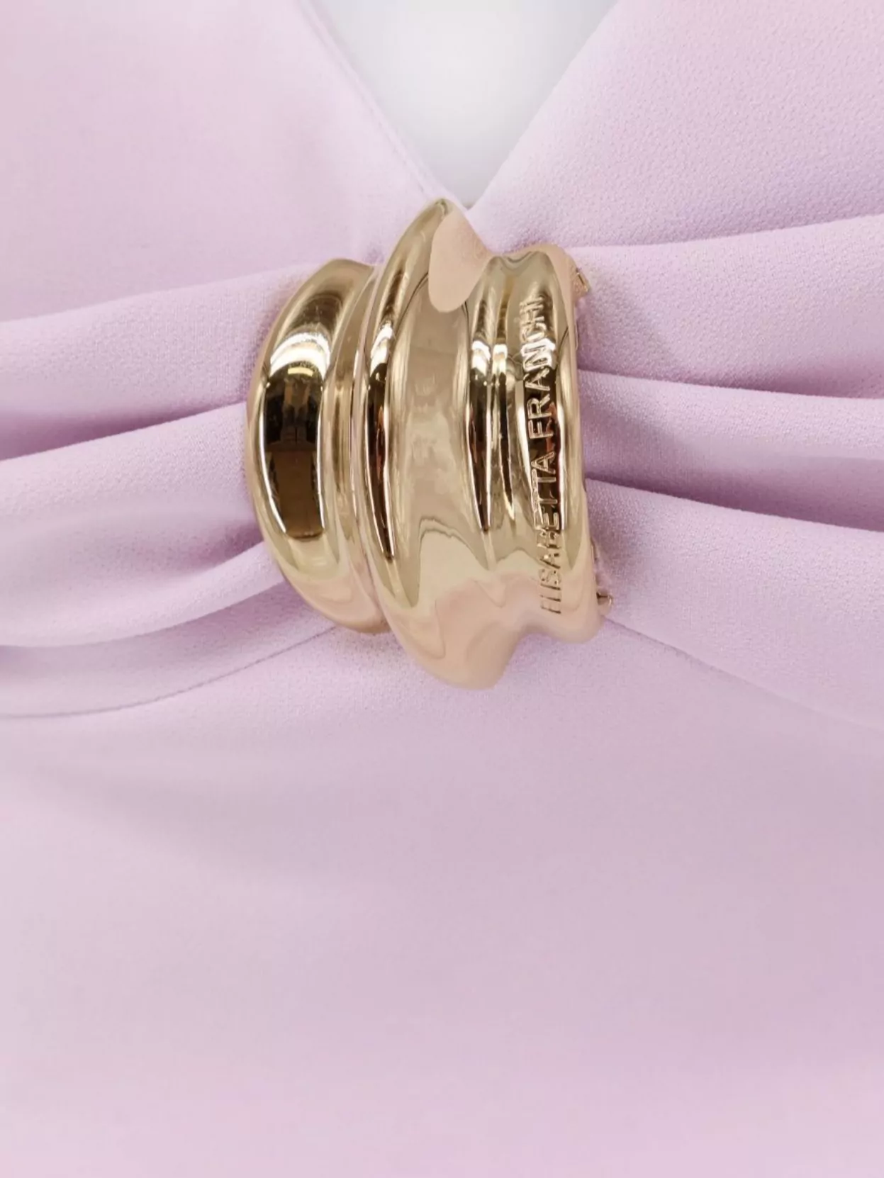 Elisabetta Franchi Draped Bustier Midi Dress With Gold Metal Detail