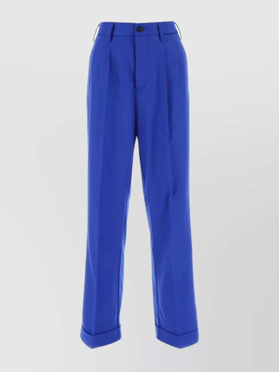 Shop Marni Modern Wide-leg Trousers In Stretch Wool Blend In Blue