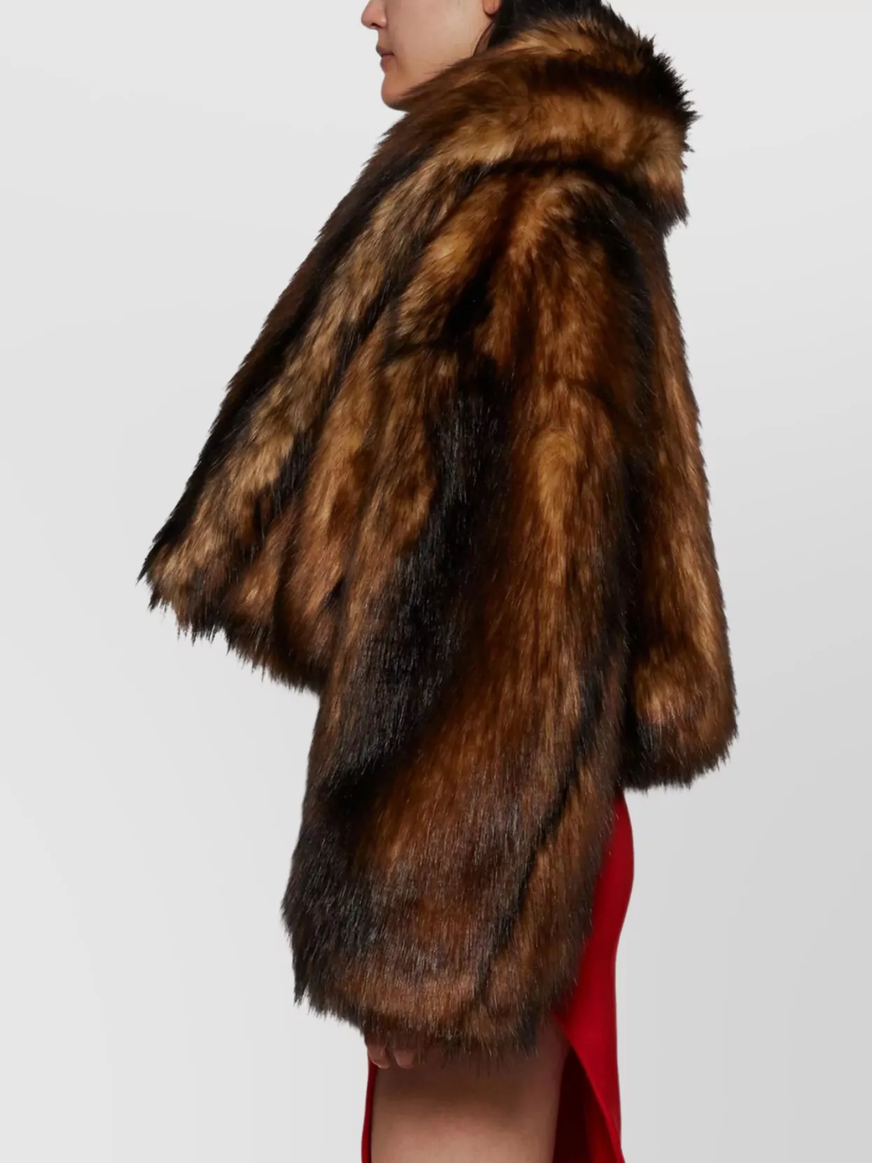 David Koma Cropped Oversized Faux Fur Jacket In Brown