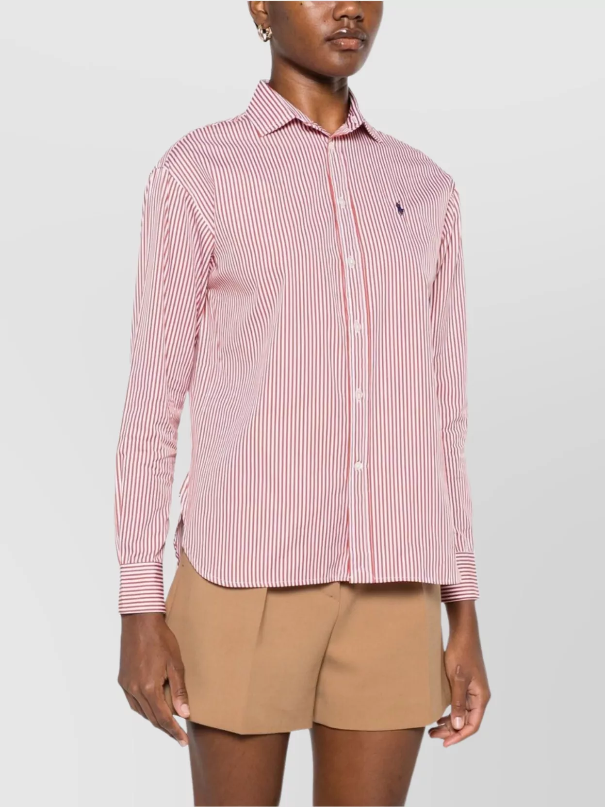 Ralph Lauren Striped Cotton Shirt Buttoned Cuffs In Pink