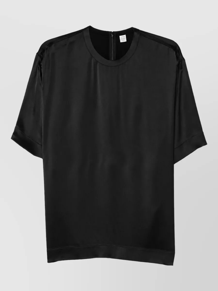Totême Satin Loose Fit Round Neck Top