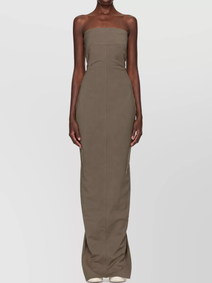 Rick Owens virgin wool strapless paneled maxi dress
