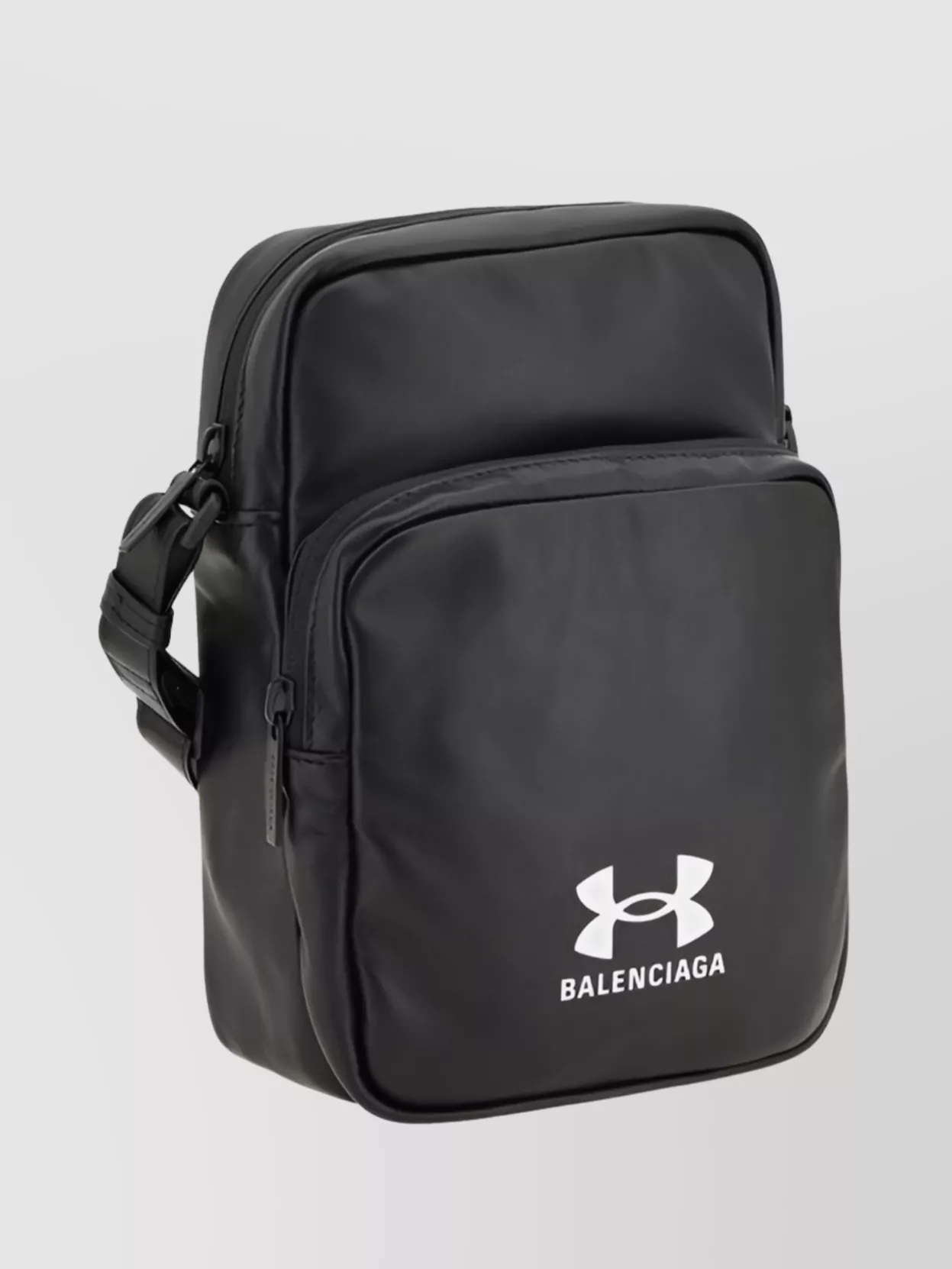 Balenciaga Flat Strap Leather Shoulder Bag Front Zipper
