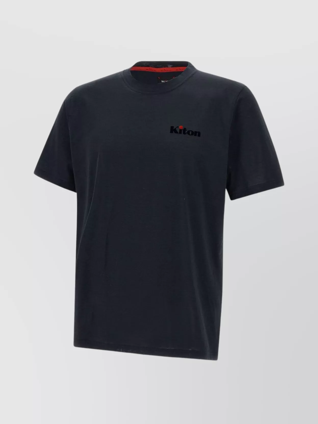 Shop Kiton Cotton Logo T-shirt Contrast Stitching