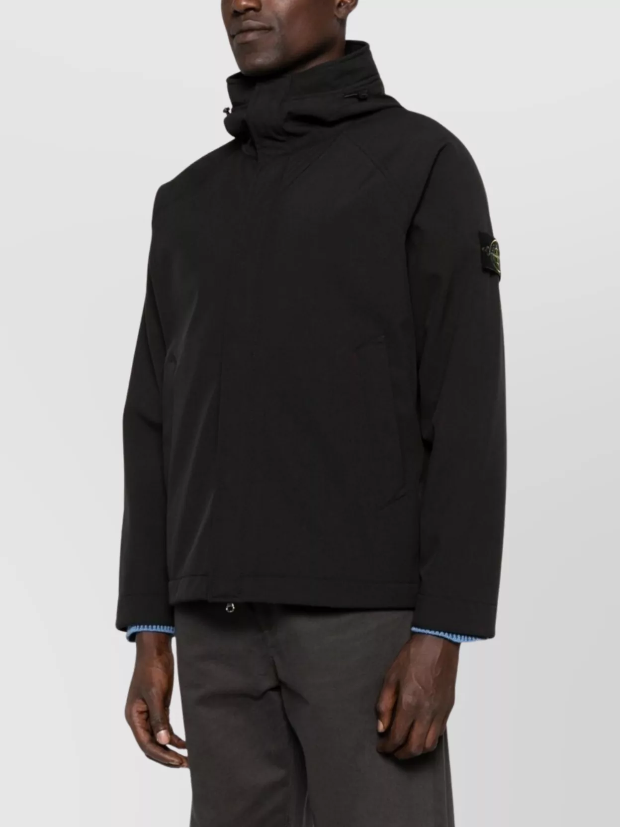 Stone Island Hooded Jacket Hand Pockets In Blue
