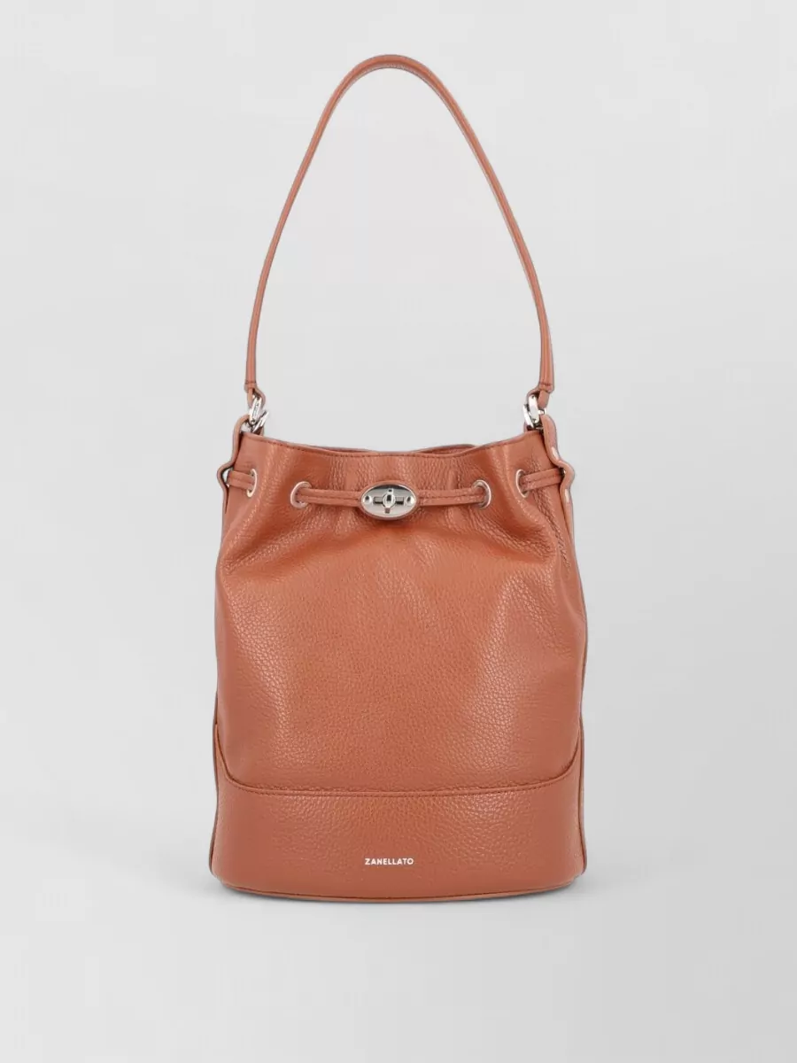 Zanellato Textured Leather Shoulder Bag With Metal Hardware