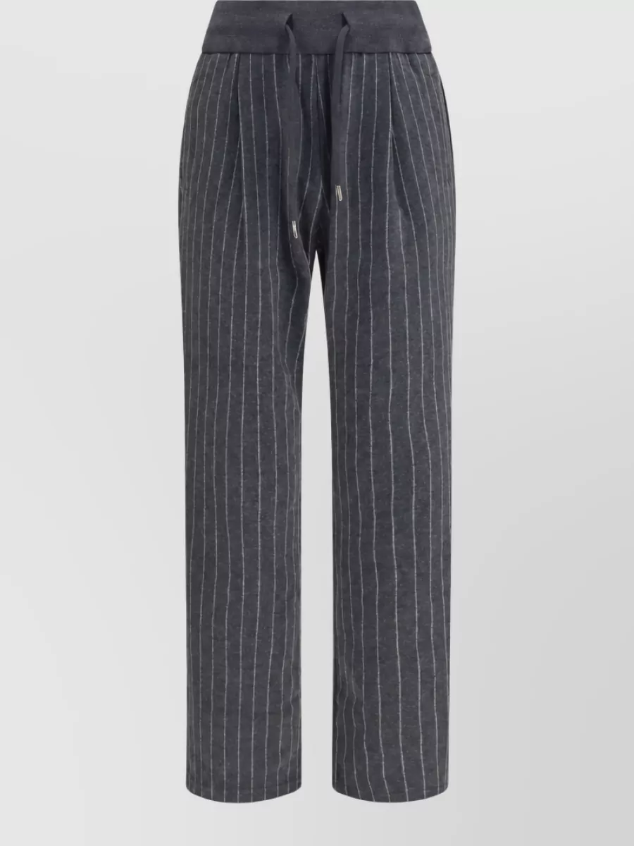 Herno pinstripe drawstring loose-fit trousers