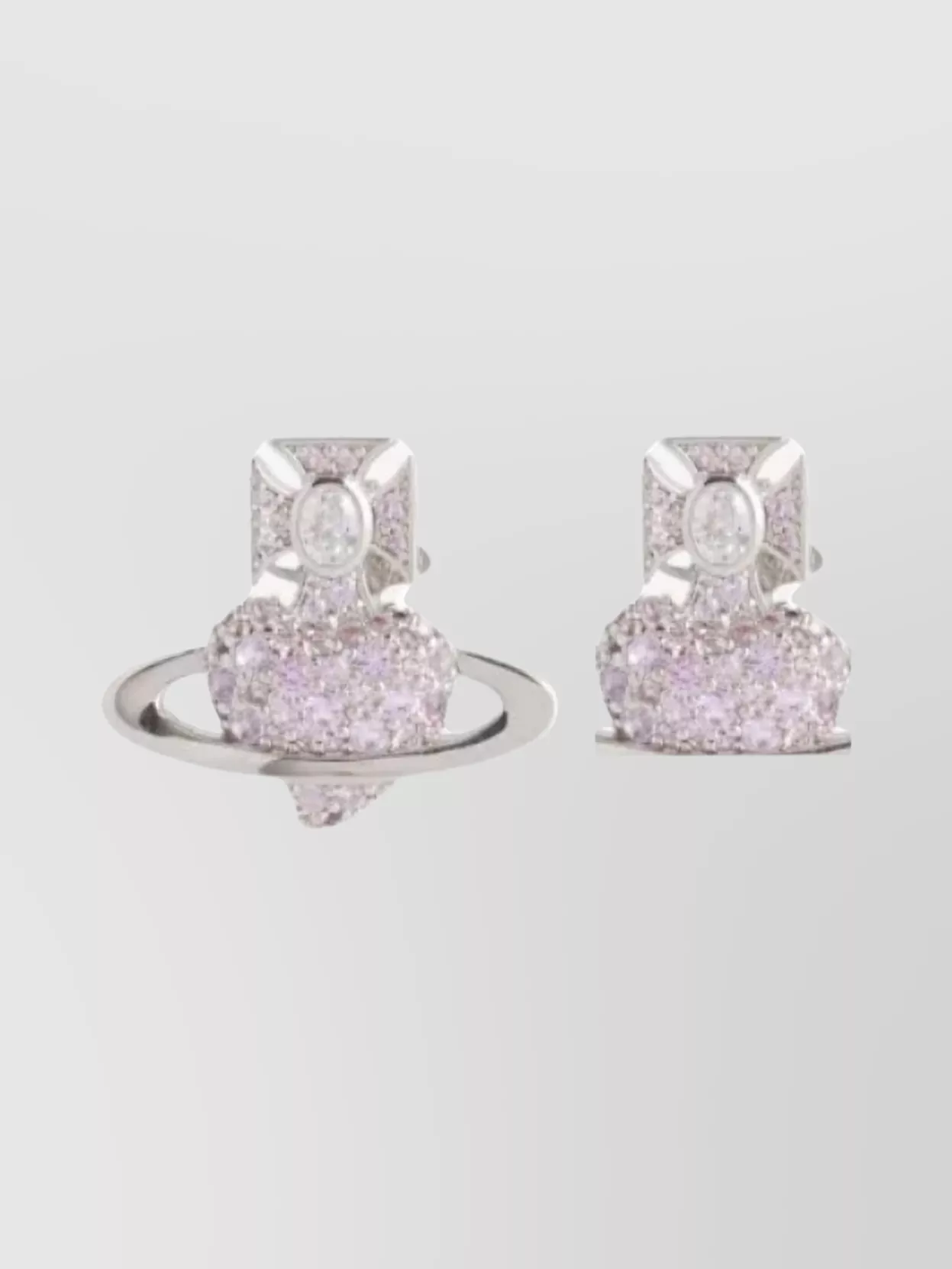 Vivienne Westwood Heart Stud Earrings Pair Crystal Embellishments