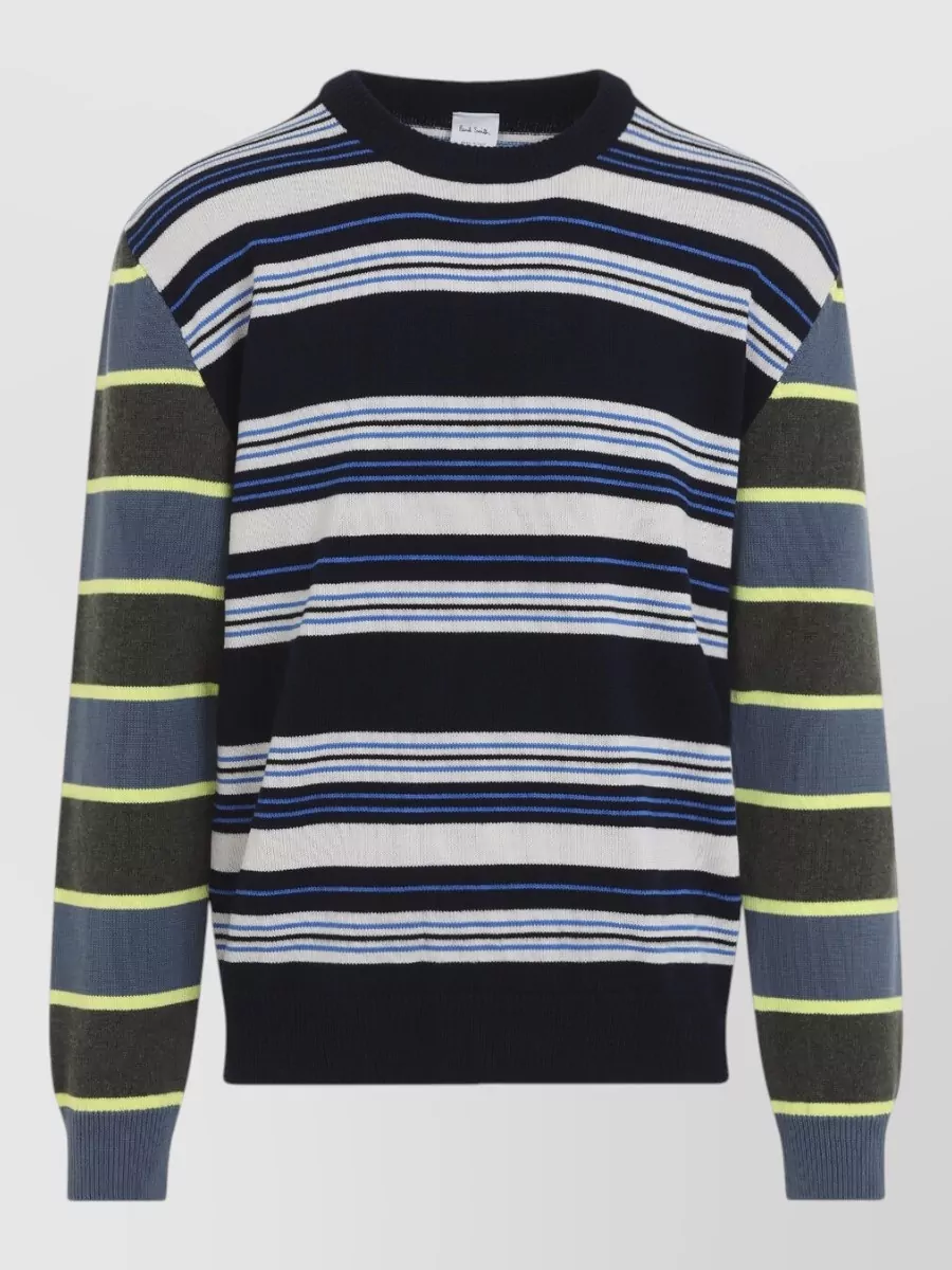 Paul Smith Wool-Blend Fine-Knit Striped Crew-Neck Sweater