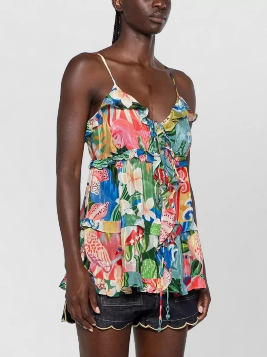 Farm Rio Garden Of Life Ruffled Blouse