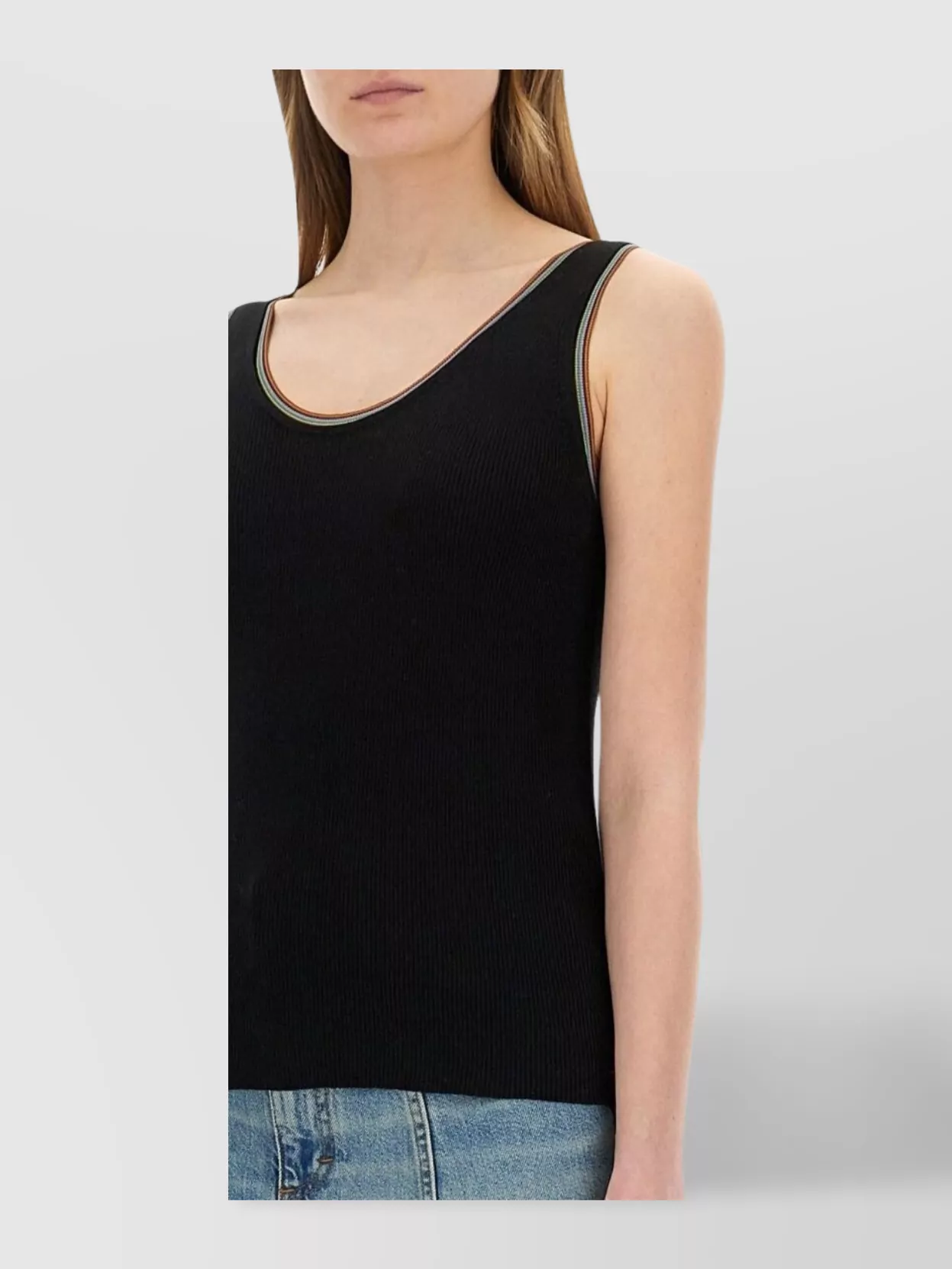 Paul Smith Ribbed Cotton Tank Top With Contrast Trim