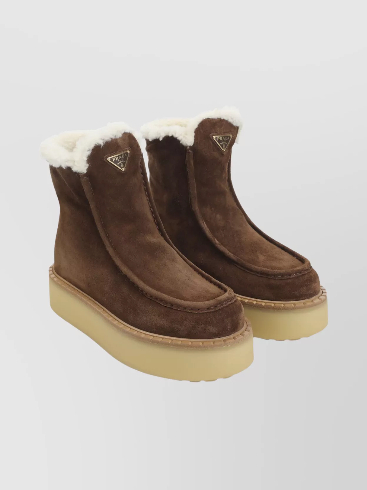 Prada Platform Booties Featuring Shearling Lining In Multi