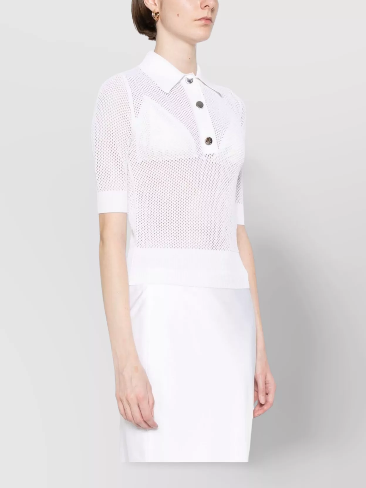 Sportmax Mesh Knitwear Polo Crewneck Short Sleeves