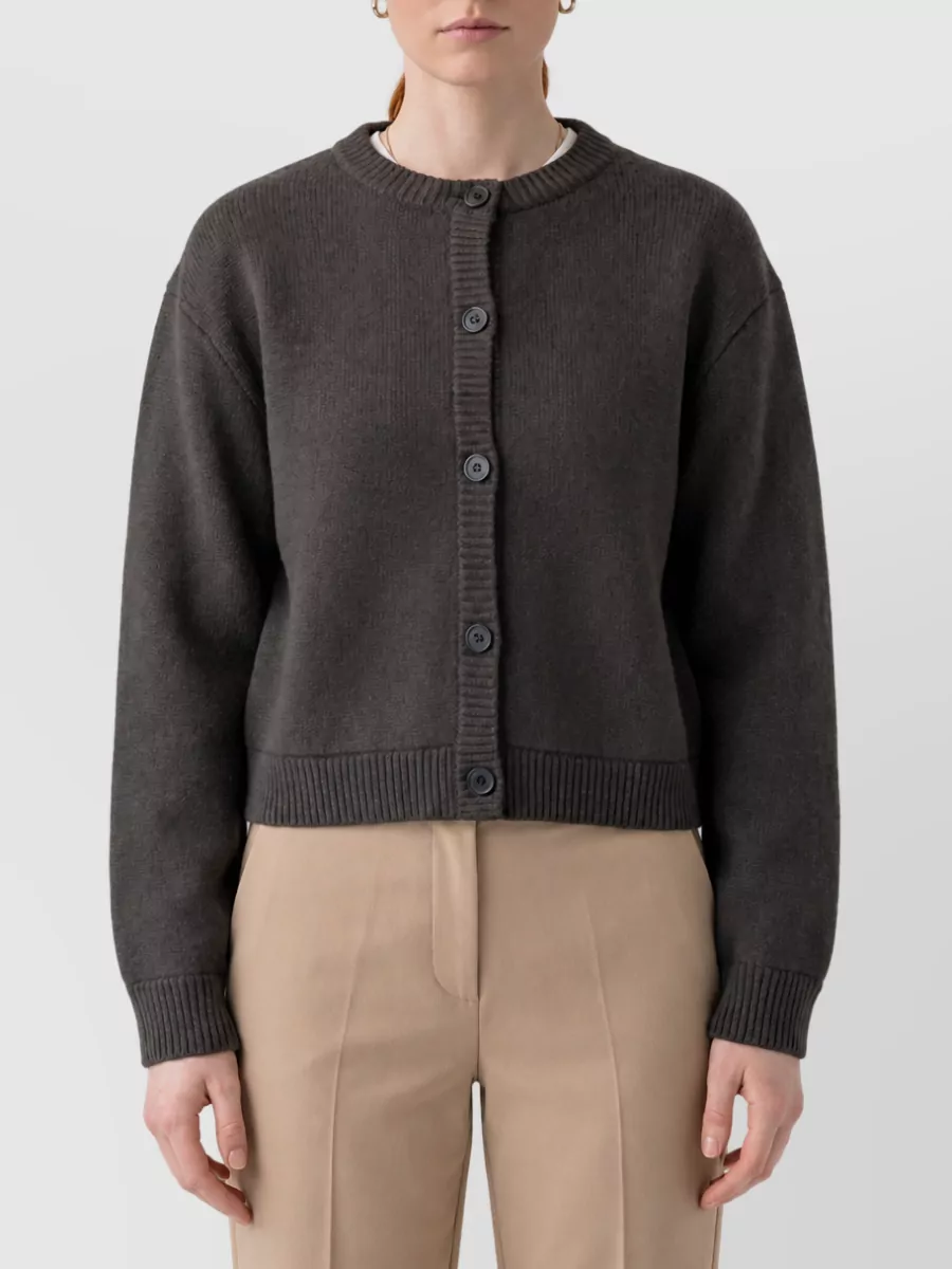 Lisa Yang Cashmere ribbed crew neck long-sleeve fitted jacket