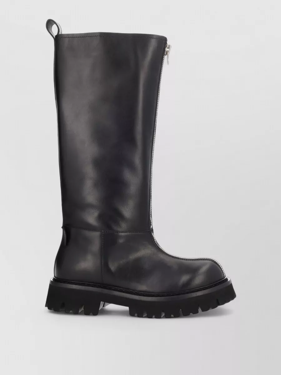 Moschino Knee High Boots Round Toe Chunky Sole