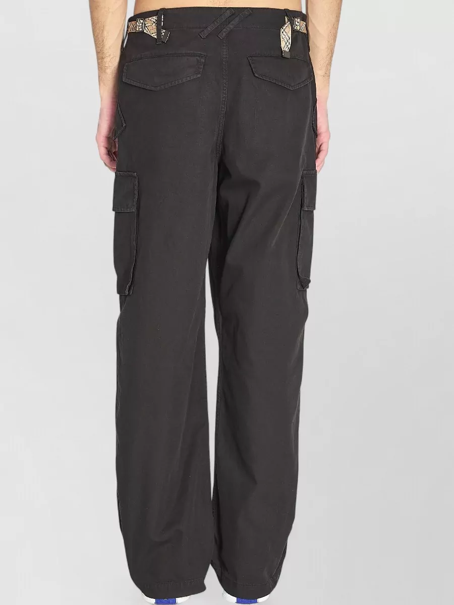 Burberry Cotton Cargo Trousers Mid Rise Wide Leg