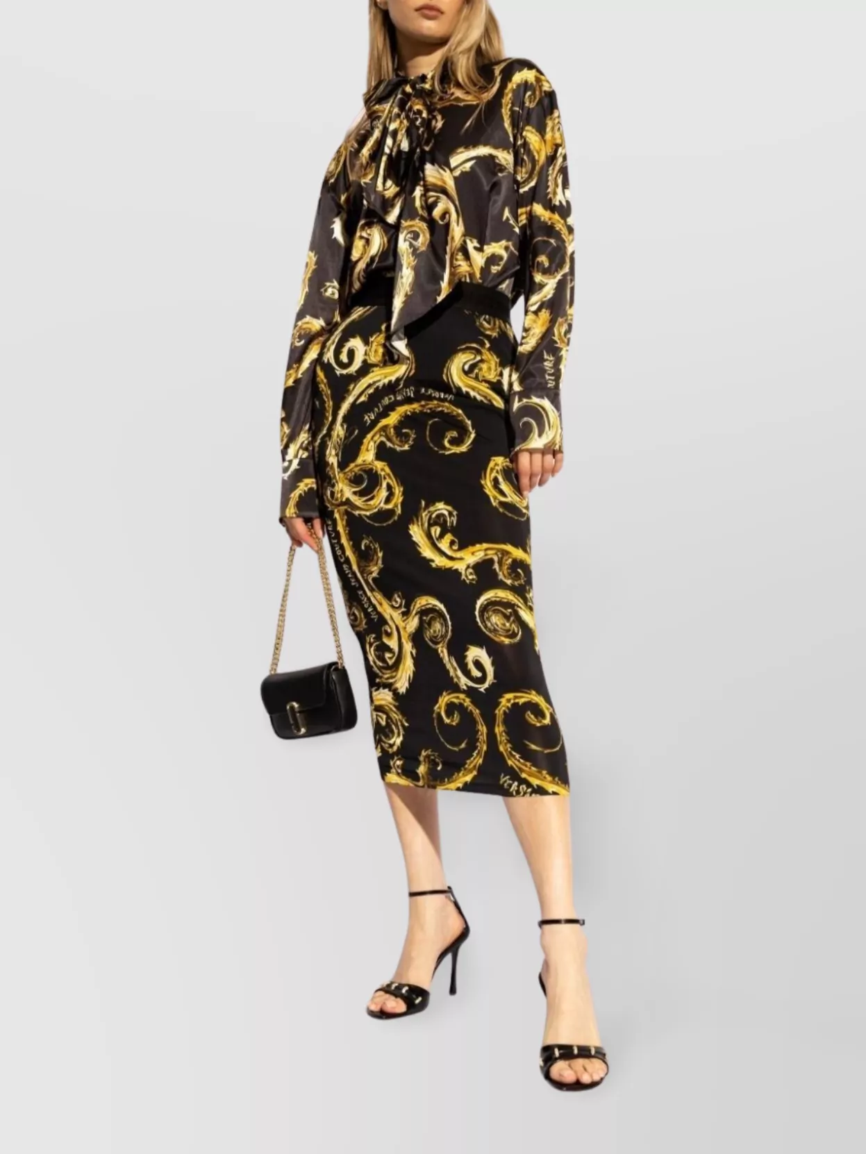 Versace Jeans Couture Spike Print Baroque Satin Shirt
