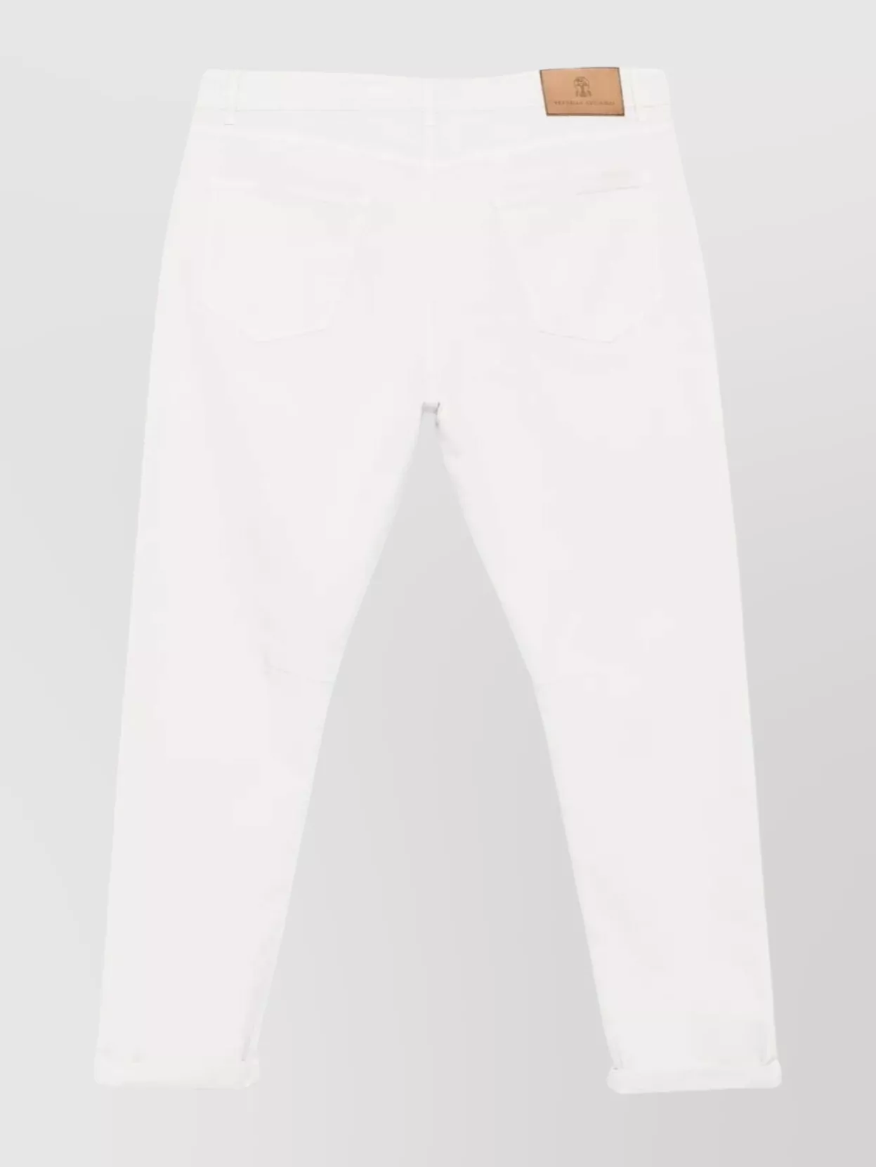 Brunello Cucinelli Denim Trousers With Belt Loops And Rolled Cuffs In White