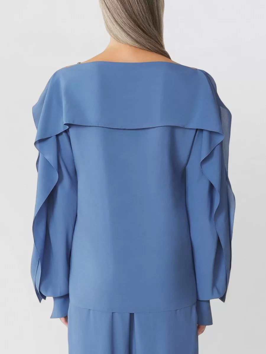 Lanvin Long Sleeve Top Ruffles Draped Waistband