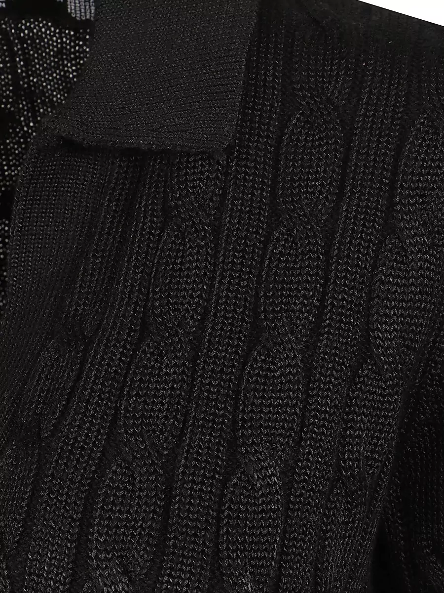 Lauren Ralph Lauren Cable-Knit Short-Sleeve V-Neck Polo Sweater