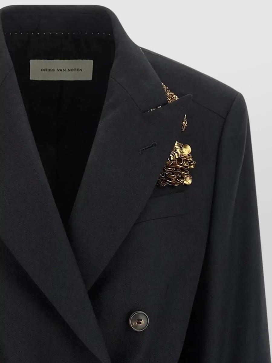 Dries Van Noten Embellished Wool Double-Breasted Blazer