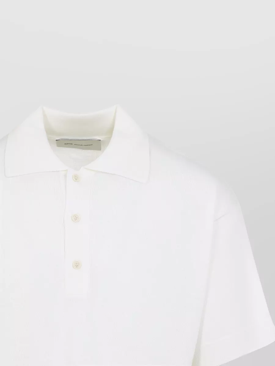 Ami Paris Silk Virgin Wool Short-Sleeve Polo Shirt