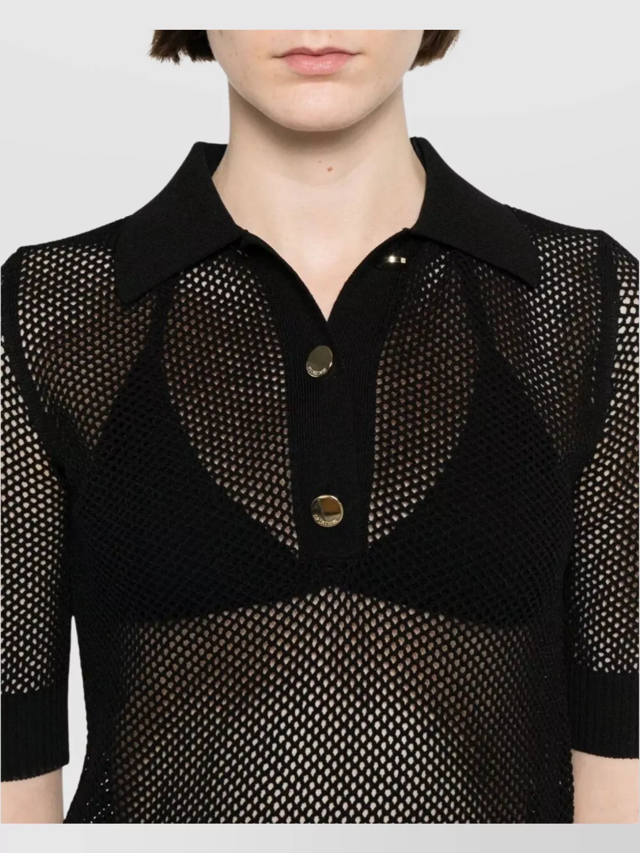 Sportmax Knitwear Polo Collar Mesh Design