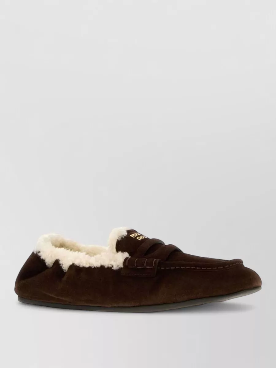 Miu Miu suede shearling loafers