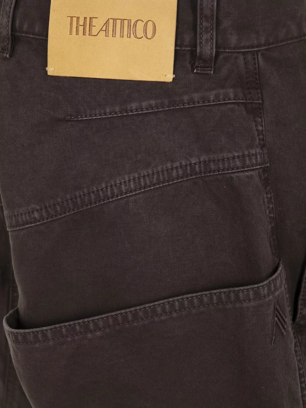 Attico Wide Leg Trouser With Pockets And Belt Loops In Brown