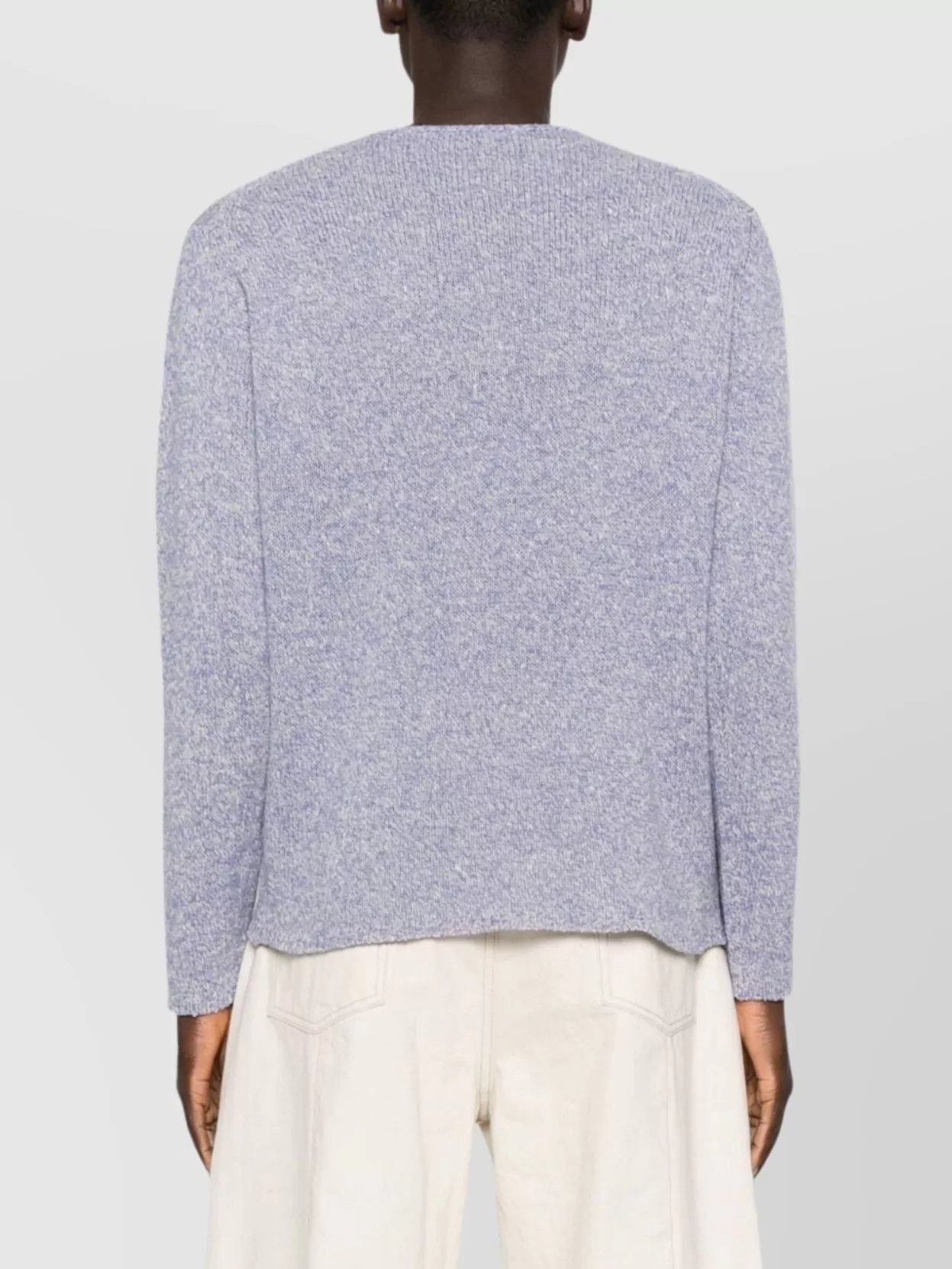 Auralee Textured Wool Silk Blend Crewneck Sweater In Blue