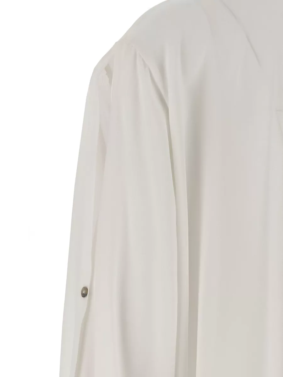 Di.la3 Pari' Silk Crepe De Chine Lavalliere Long-Sleeve Blouse