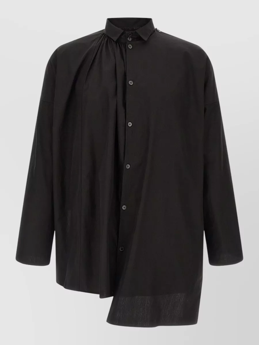 Yohji Yamamoto Cotton Poplin High Collar Long Sleeve Shirt