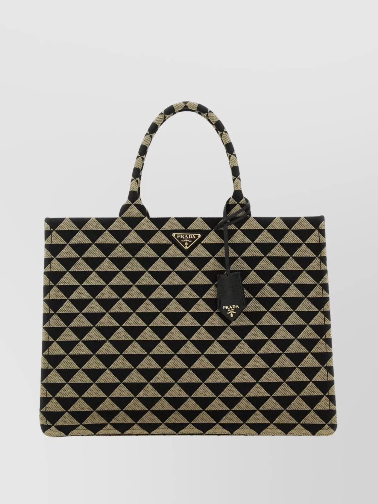Shop Prada Embroidered Fabric Large Symbole Shopping Bag