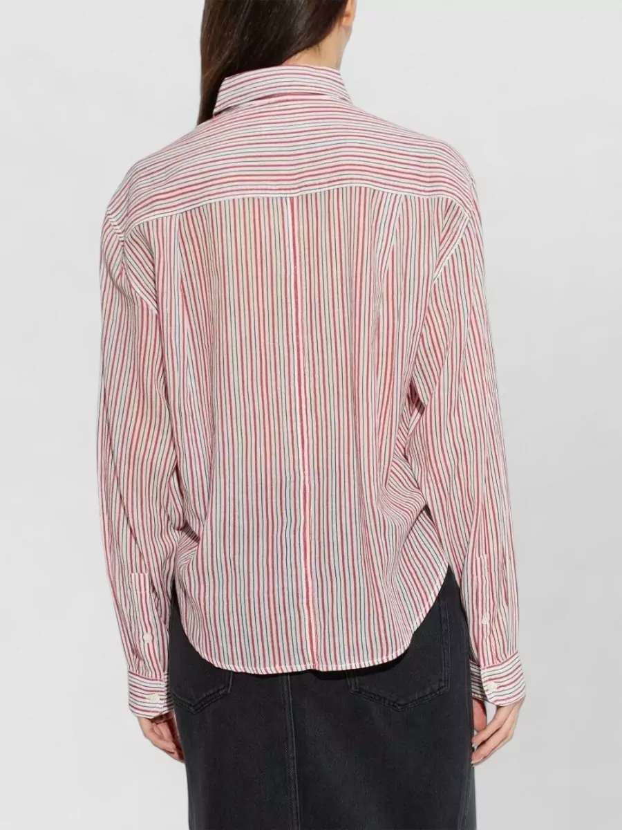 Isabel Marant Etoile Tie Up Cotton Voile Striped Shirt