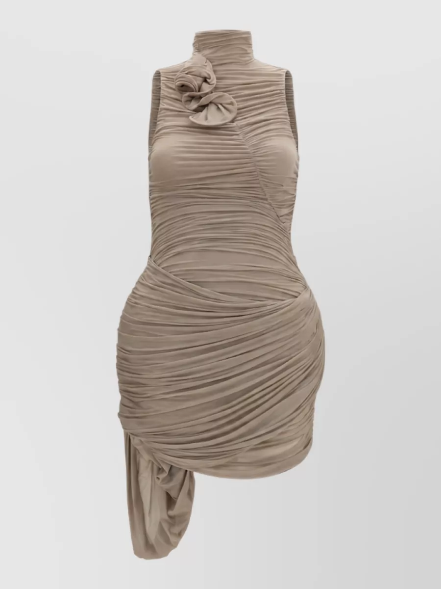Magda Butrym draped gathered high-neck mini dress