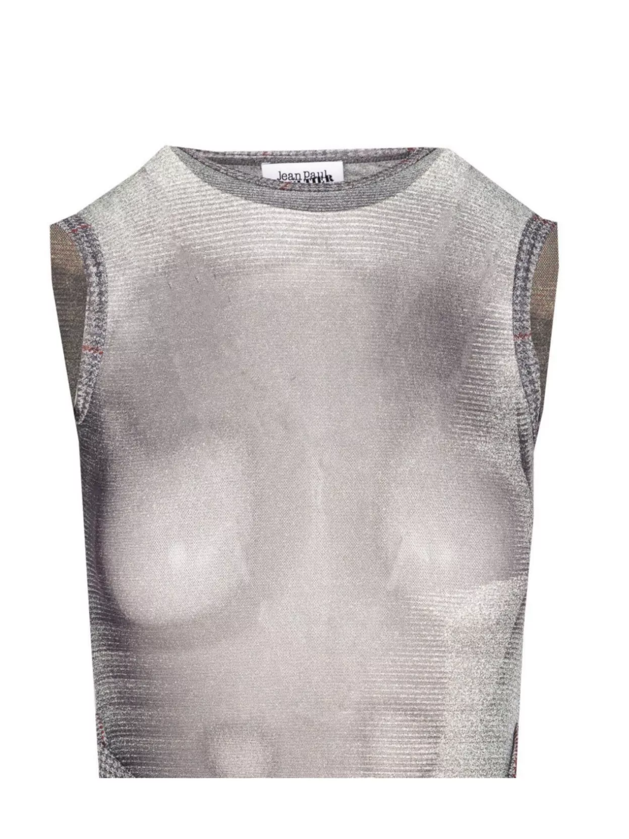 Jean Paul Gaultier Long Houndstooth Mesh Dress Sleeveless Design