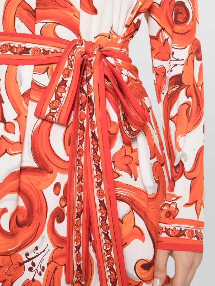 Dolce&Gabbana Silk Printed Long-Sleeve Mini Dress