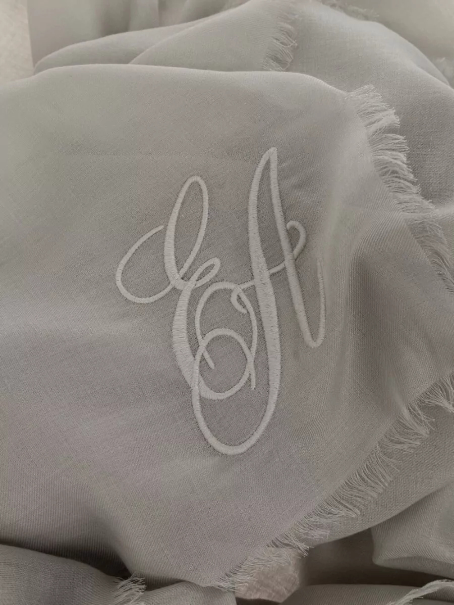 Emporio Armani Cashmere Blend Logo Embroidered Scarf