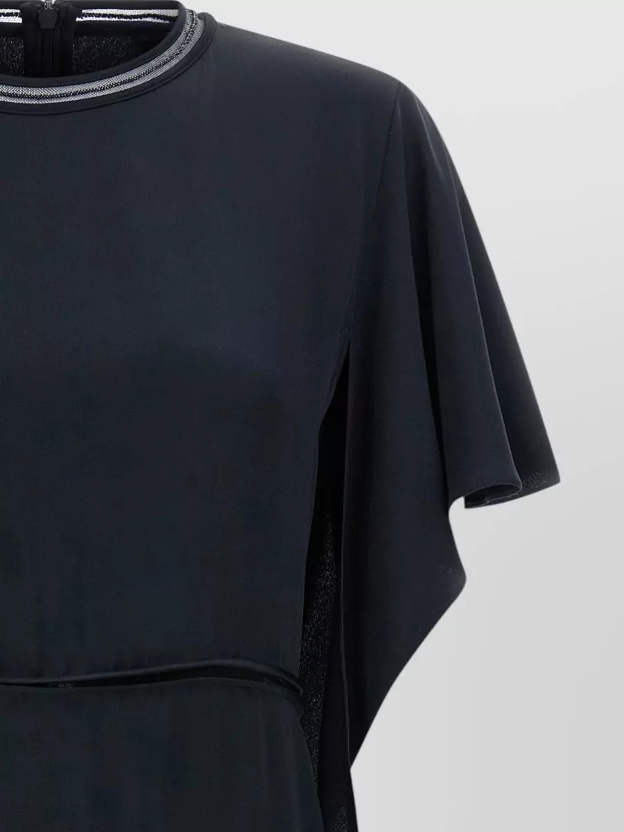 Fabiana Filippi Dress Ruffle Detail Asymmetrical Hem Round Neckline