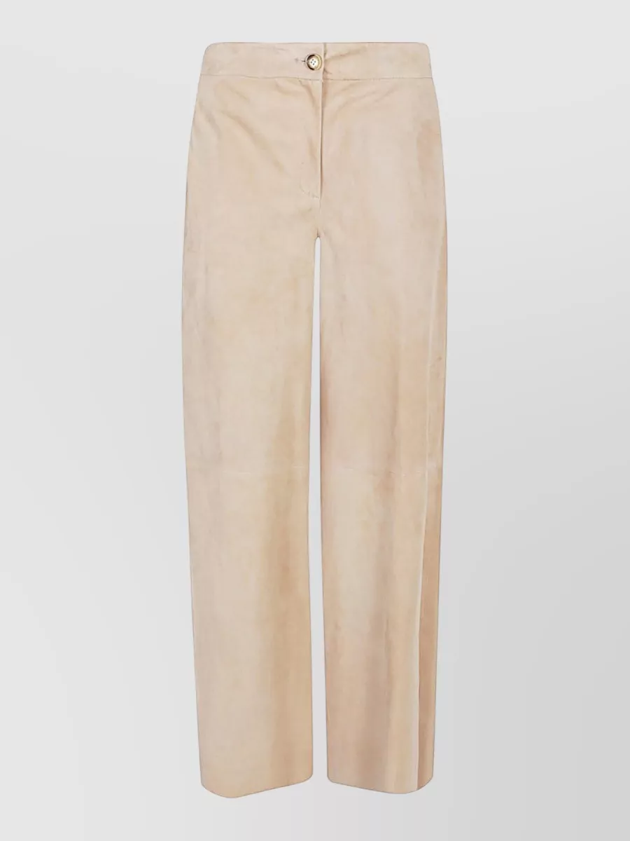 Via Masini 80 suede leather straight-leg trousers
